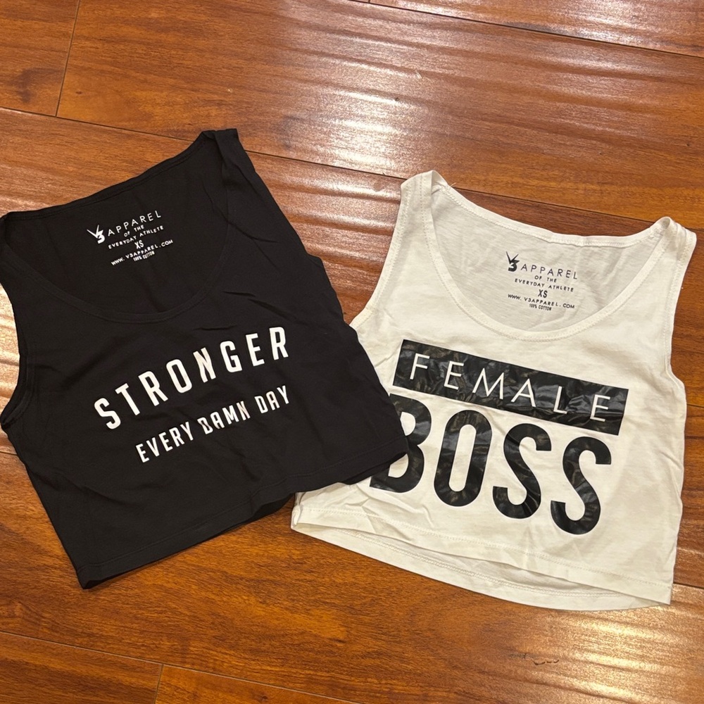 V3 Apparel Black and White Gym Crop Tops